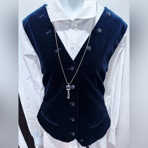 Navy Blue Velvet lined Vest